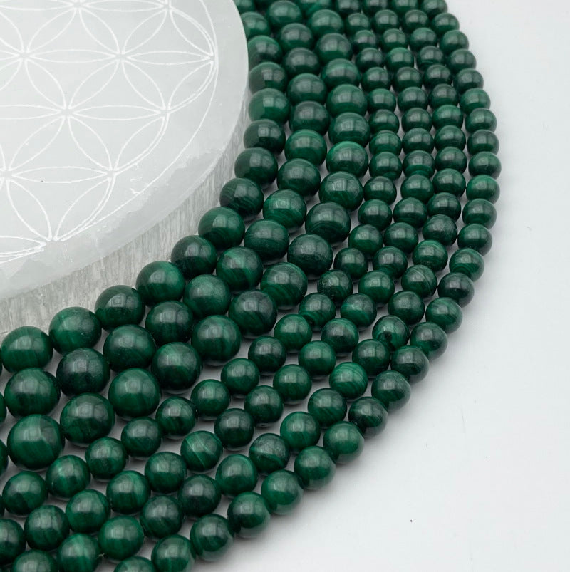 Collier En Malachite Naturelle 445 Carats - 3 Rangs De Perles 6mm, Fermoir En Malachite | Bijou Pierre Naturelle
