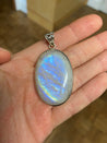 Pendentif Argent - Labradorite Blanche (Péristérite)
